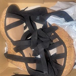 Fashion nova wedged tie up sandals